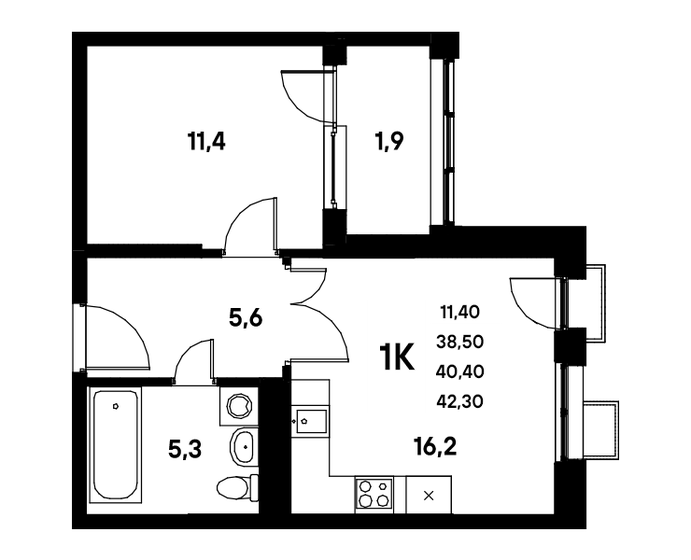 38,4 м², 1-комнатная квартира 5 575 256 ₽ - изображение 1