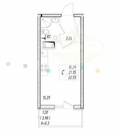 Квартира 25 м², студия - изображение 1