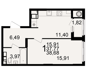 46,8 м², 1-комнатная квартира 4 350 000 ₽ - изображение 41