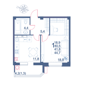 44,8 м², 1-комнатная квартира 5 600 000 ₽ - изображение 16