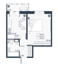 Квартира 36 м², 1-комнатная - изображение 1