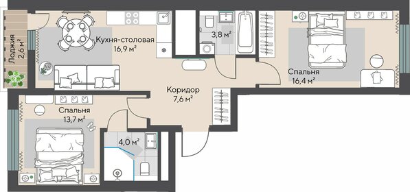 65,8 м², 2-комнатная квартира 8 400 000 ₽ - изображение 99