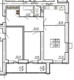 Квартира 62 м², 2-комнатная - изображение 1