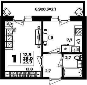 Квартира 28 м², 5-комнатная - изображение 1