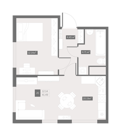 44,4 м², 1-комнатная квартира 5 274 200 ₽ - изображение 1