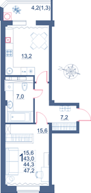 50,9 м², 1-комнатная квартира 6 110 000 ₽ - изображение 31