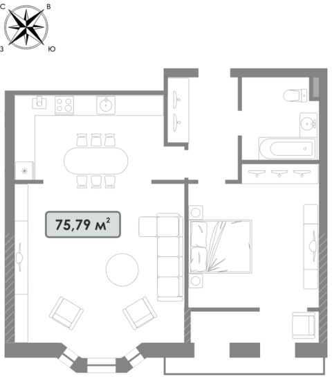 75,8 м², квартира-студия 21 634 200 ₽ - изображение 1