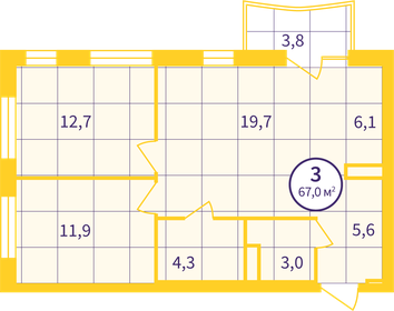 63,4 м², 2-комнатная квартира 8 650 000 ₽ - изображение 13