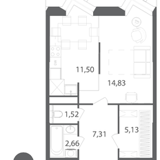 Квартира 43 м², 1-комнатная - изображение 3