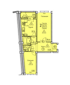 Квартира 58,7 м², 2-комнатная - изображение 1