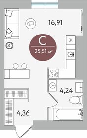 Квартира 25,5 м², студия - изображение 1