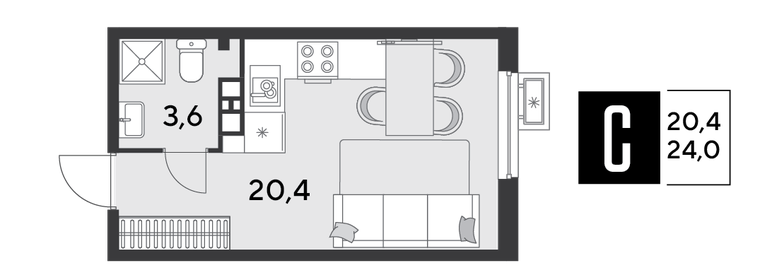 21,8 м², квартира-студия 4 950 000 ₽ - изображение 80