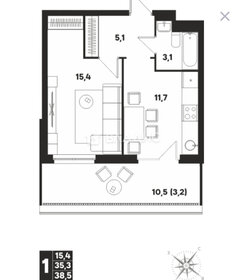 Квартира 38,5 м², 1-комнатная - изображение 1