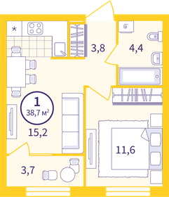 40,6 м², 1-комнатная квартира 5 600 000 ₽ - изображение 54