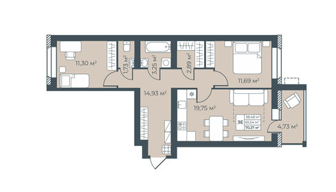 71,8 м², 3-комнатная квартира 4 568 389 ₽ - изображение 26