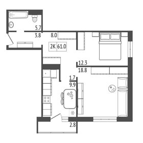 61 м², 3-комнатная квартира 6 500 000 ₽ - изображение 7