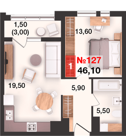 45,8 м², 1-комнатная квартира 5 221 200 ₽ - изображение 18