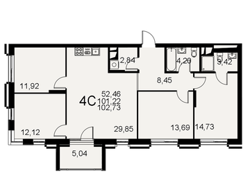 Квартира 102,7 м², 4-комнатная - изображение 1