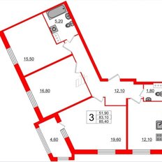 Квартира 85,4 м², 3-комнатная - изображение 3