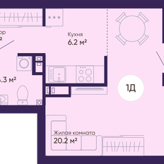 Квартира 36 м², 1-комнатная - изображение 2