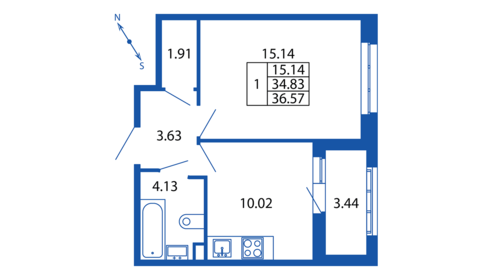 36,7 м², 1-комнатная квартира 6 599 999 ₽ - изображение 109