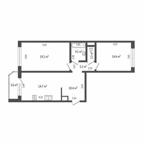 Квартира 67,7 м², 2-комнатная - изображение 2