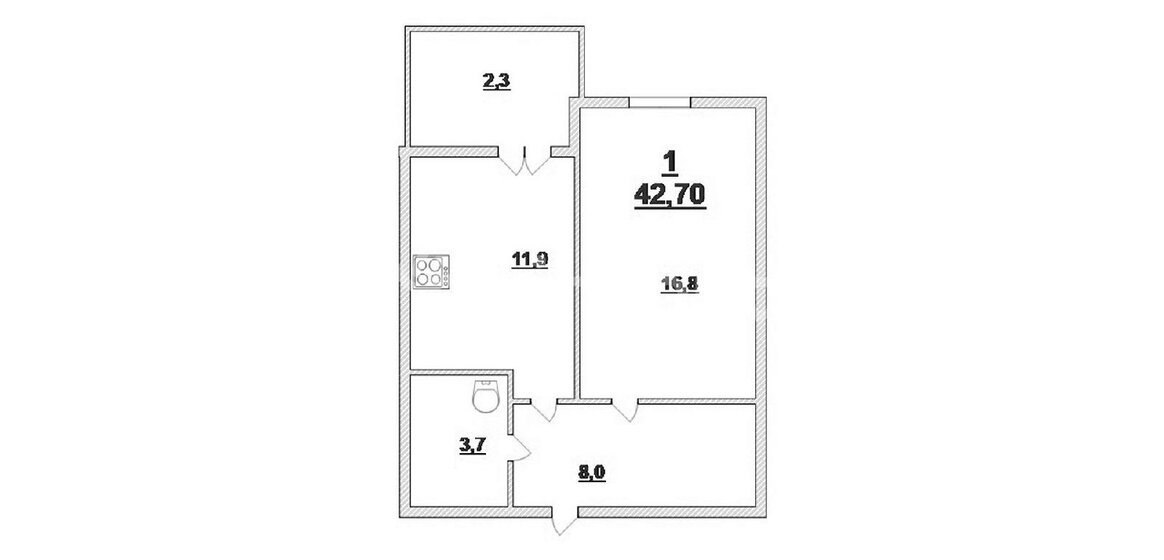 42,7 м², 1-комнатная квартира 5 200 000 ₽ - изображение 1