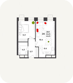 45,2 м², 2-комнатная квартира 9 063 057 ₽ - изображение 23