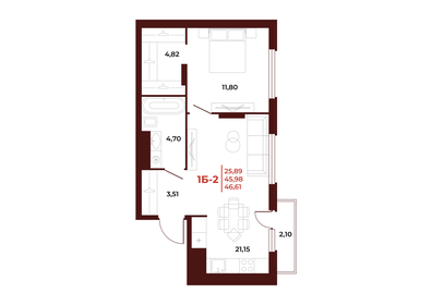 47,8 м², 1-комнатная квартира 5 400 270 ₽ - изображение 23
