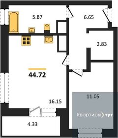 Квартира 44,7 м², 1-комнатная - изображение 1