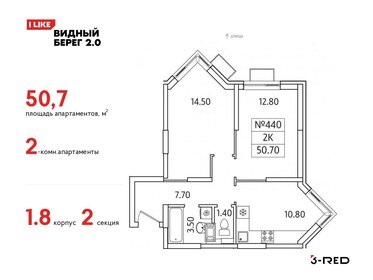 52 м², 2-комнатная квартира 8 900 000 ₽ - изображение 84