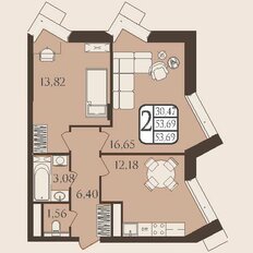 Квартира 53,7 м², 2-комнатная - изображение 3