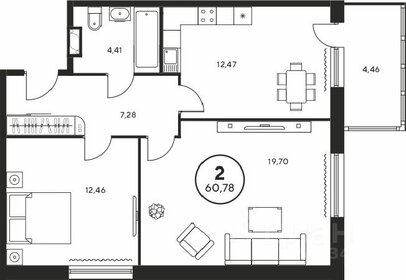 Квартира 61 м², 2-комнатная - изображение 1