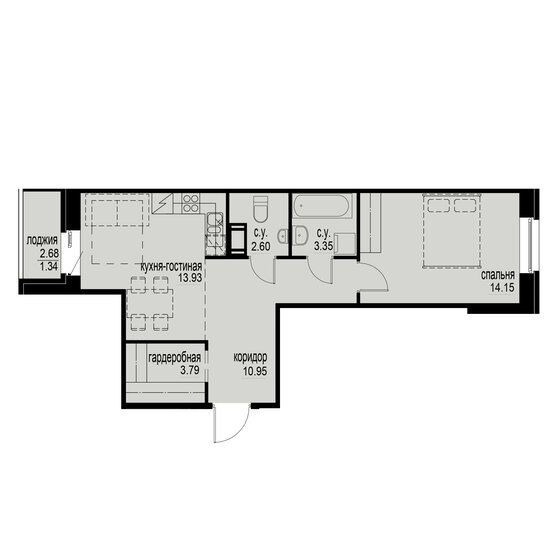 50,1 м², 1-комнатная квартира 14 582 010 ₽ - изображение 51