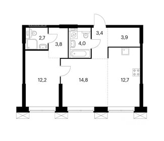 Квартира 57 м², 2-комнатные - изображение 1