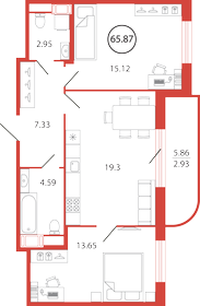 63,9 м², 2-комнатная квартира 12 071 430 ₽ - изображение 57