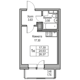 Квартира 24,6 м², студия - изображение 1