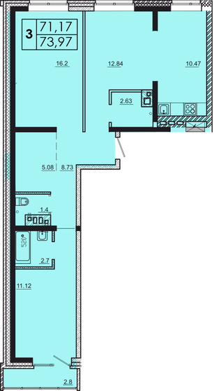 74 м², 3-комнатная квартира 6 657 300 ₽ - изображение 15