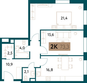 Квартира 73,5 м², 2-комнатная - изображение 1