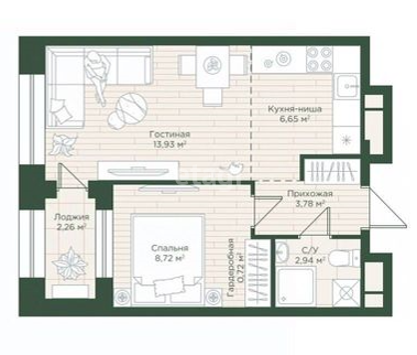 38 м², 1-комнатная квартира 12 300 000 ₽ - изображение 1