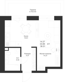 Квартира 36,5 м², студия - изображение 1