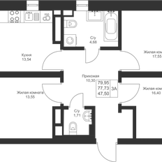 Квартира 80 м², 3-комнатная - изображение 3