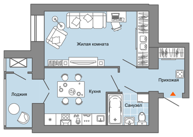 Квартира 40 м², 1-комнатная - изображение 1