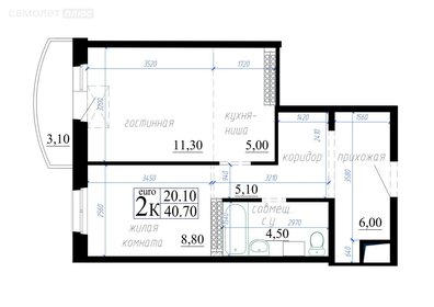 48,5 м², 1-комнатная квартира 6 100 000 ₽ - изображение 47