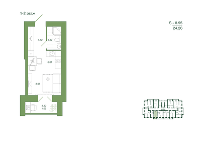 27,9 м², квартира-студия 2 600 000 ₽ - изображение 138