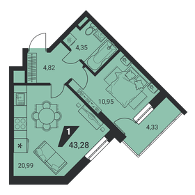 41,4 м², 2-комнатная квартира 5 150 000 ₽ - изображение 142