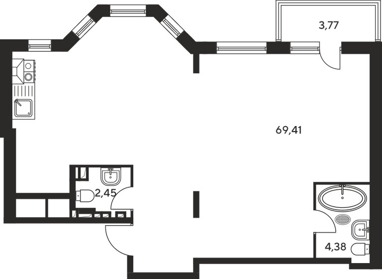 76,9 м², 3-комнатная квартира 23 880 000 ₽ - изображение 1