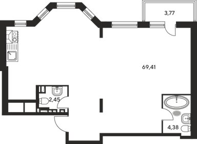 27 м², 1-комнатная квартира 2 600 000 ₽ - изображение 73