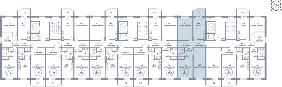 70,3 м², 3-комнатная квартира 6 490 000 ₽ - изображение 62