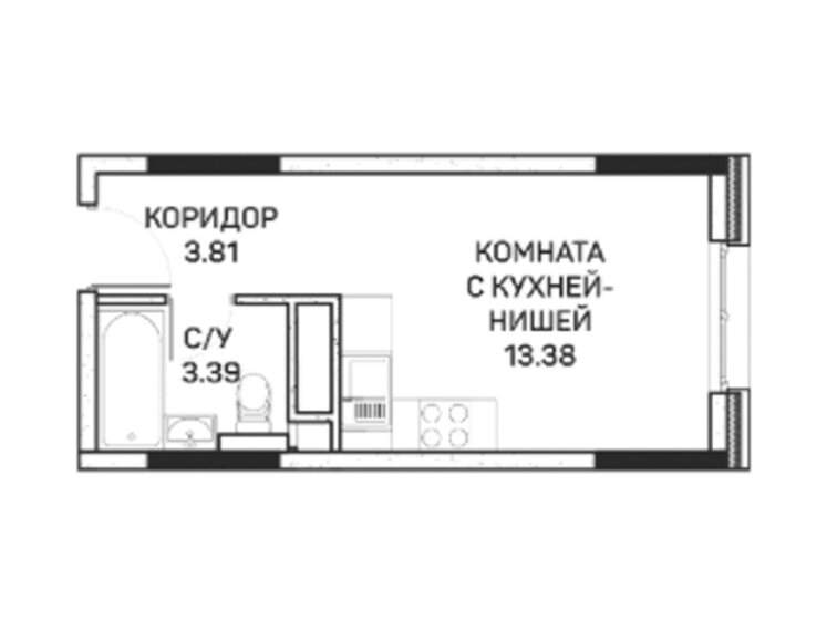 20,6 м², апартаменты-студия 5 645 120 ₽ - изображение 1